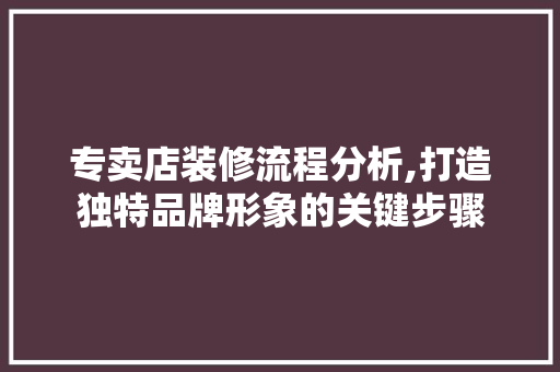 专卖店装修流程分析,打造独特品牌形象的关键步骤 木雕艺术
