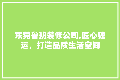 东莞鲁班装修公司,匠心独运，打造品质生活空间