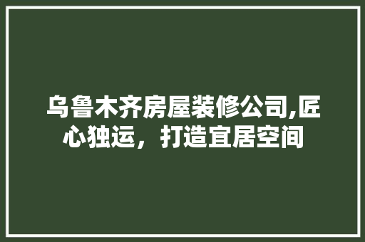 乌鲁木齐房屋装修公司,匠心独运，打造宜居空间 室内设计