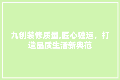 九创装修质量,匠心独运，打造品质生活新典范 家居装修