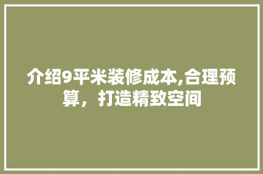 介绍9平米装修成本,合理预算，打造精致空间 卧室装修