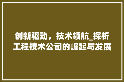 创新驱动，技术领航_探析工程技术公司的崛起与发展 家居装修