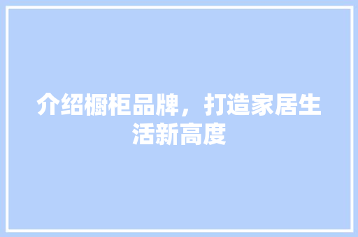 介绍橱柜品牌，打造家居生活新高度 木雕艺术