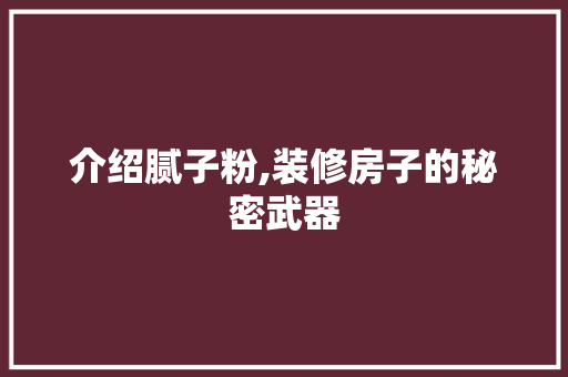 介绍腻子粉,装修房子的秘密武器 家居装修