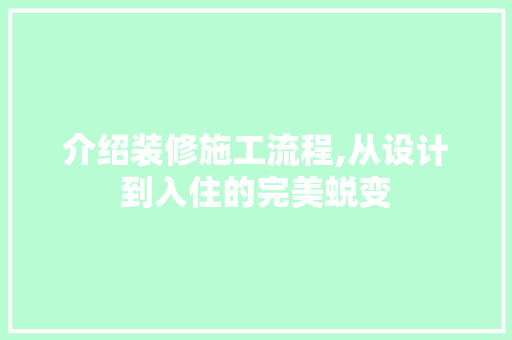 介绍装修施工流程,从设计到入住的完美蜕变 客厅装修