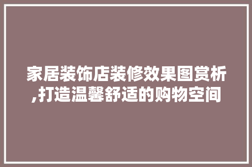 家居装饰店装修效果图赏析,打造温馨舒适的购物空间 中式风格装饰
