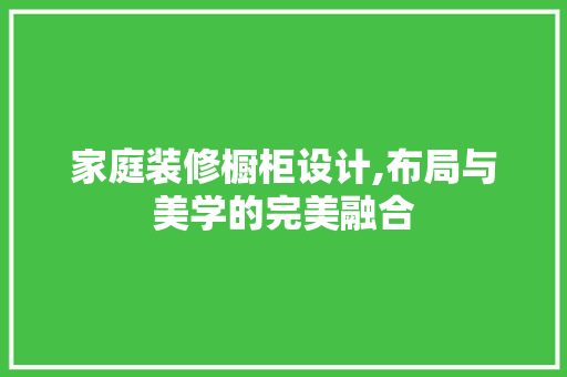 家庭装修橱柜设计,布局与美学的完美融合