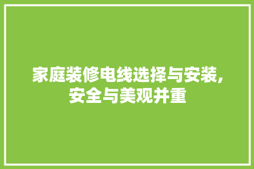 家庭装修电线选择与安装,安全与美观并重 木雕艺术