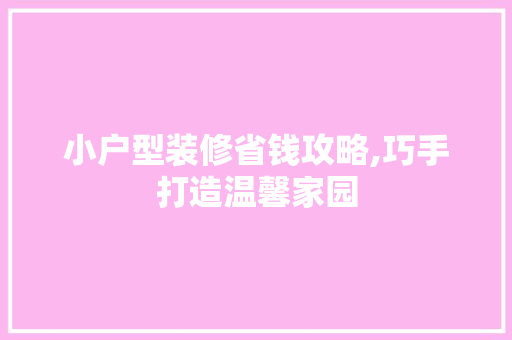 小户型装修省钱攻略,巧手打造温馨家园 软装设计