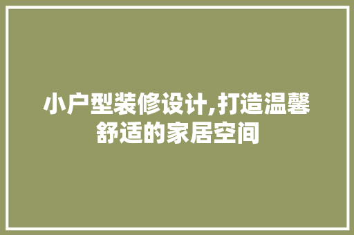 小户型装修设计,打造温馨舒适的家居空间 中式风格装饰