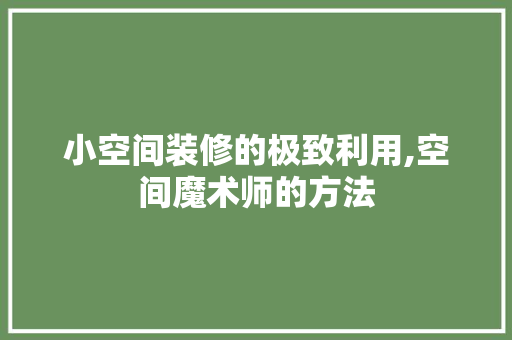 小空间装修的极致利用,空间魔术师的方法 卧室装修