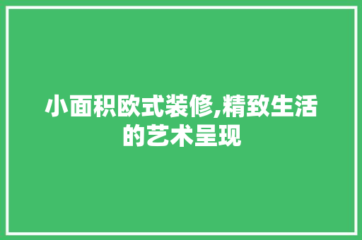 小面积欧式装修,精致生活的艺术呈现 家居装修