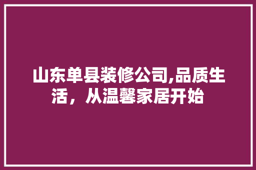 山东单县装修公司,品质生活，从温馨家居开始