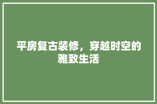平房复古装修，穿越时空的雅致生活 地板材料