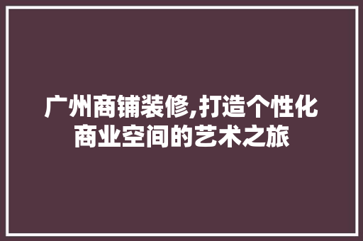 广州商铺装修,打造个性化商业空间的艺术之旅 软装设计