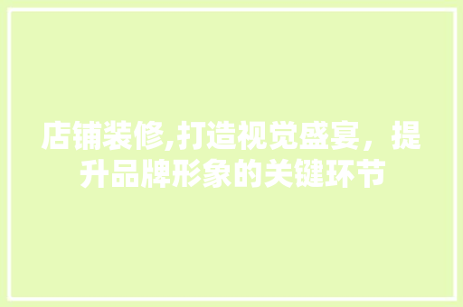 店铺装修,打造视觉盛宴，提升品牌形象的关键环节 室内设计