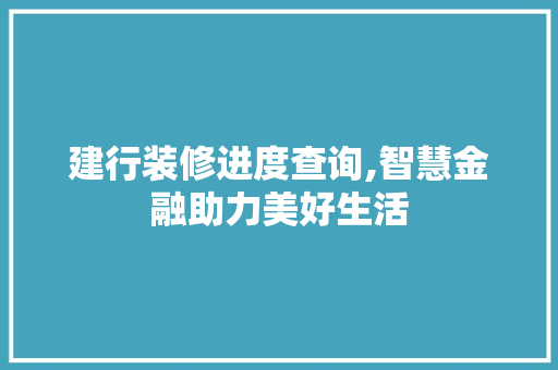 建行装修进度查询,智慧金融助力美好生活 室内设计