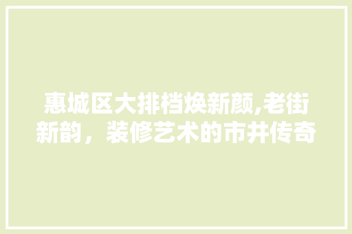 惠城区大排档焕新颜,老街新韵，装修艺术的市井传奇 客厅装修