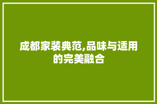 成都家装典范,品味与适用的完美融合 家居装修