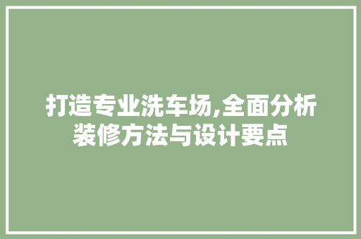 打造专业洗车场,全面分析装修方法与设计要点