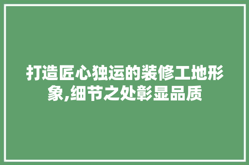 打造匠心独运的装修工地形象,细节之处彰显品质 中式风格装饰