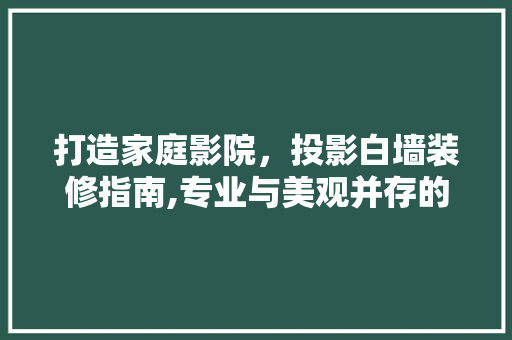 打造家庭影院，投影白墙装修指南,专业与美观并存的艺术
