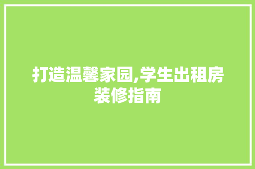 打造温馨家园,学生出租房装修指南 软装设计