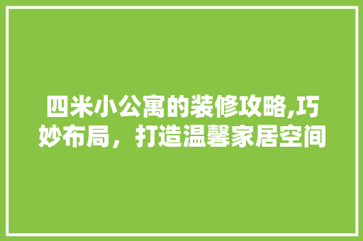 四米小公寓的装修攻略,巧妙布局，打造温馨家居空间 现代风格装饰