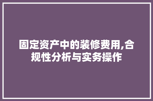固定资产中的装修费用,合规性分析与实务操作 木雕艺术