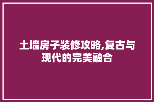 土墙房子装修攻略,复古与现代的完美融合 中式风格装饰