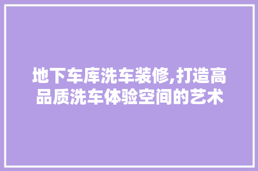 地下车库洗车装修,打造高品质洗车体验空间的艺术 木雕艺术