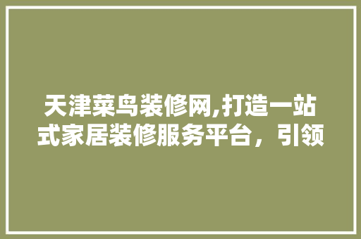 天津菜鸟装修网,打造一站式家居装修服务平台，引领行业新潮流 室内设计