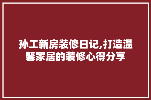 孙工新房装修日记,打造温馨家居的装修心得分享 现代风格装饰