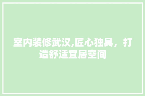 室内装修武汉,匠心独具，打造舒适宜居空间 软装设计
