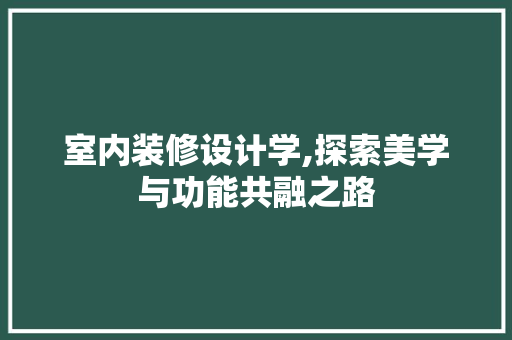 室内装修设计学,探索美学与功能共融之路 现代风格装饰