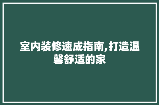 室内装修速成指南,打造温馨舒适的家 现代风格装饰