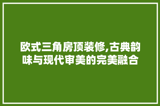 欧式三角房顶装修,古典韵味与现代审美的完美融合 软装设计