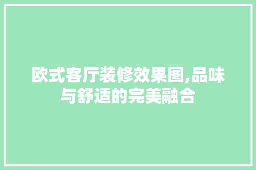 欧式客厅装修效果图,品味与舒适的完美融合 现代风格装饰