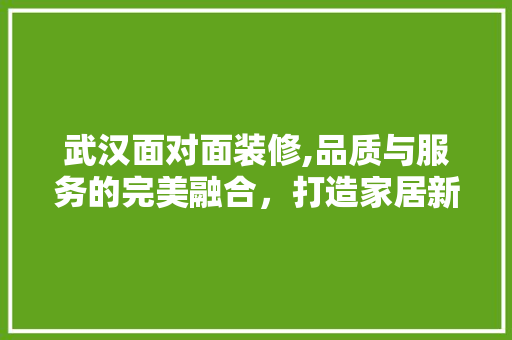 武汉面对面装修,品质与服务的完美融合，打造家居新境界 现代风格装饰