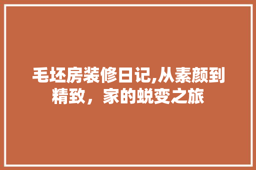 毛坯房装修日记,从素颜到精致，家的蜕变之旅 卧室装修