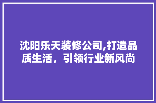 沈阳乐天装修公司,打造品质生活，引领行业新风尚 现代风格装饰