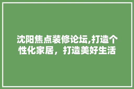 沈阳焦点装修论坛,打造个性化家居，打造美好生活 现代风格装饰