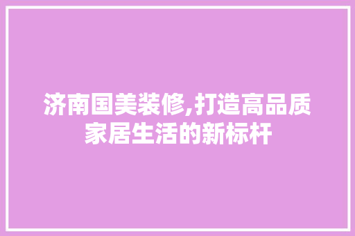 济南国美装修,打造高品质家居生活的新标杆