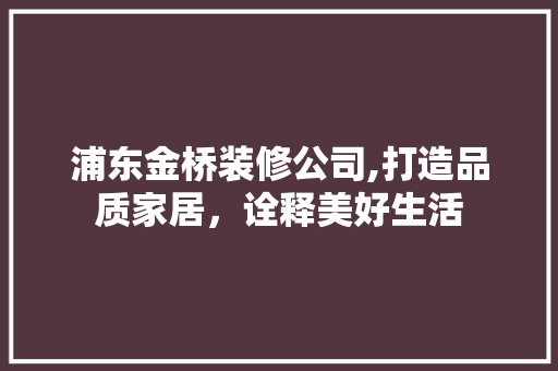 浦东金桥装修公司,打造品质家居，诠释美好生活 现代风格装饰
