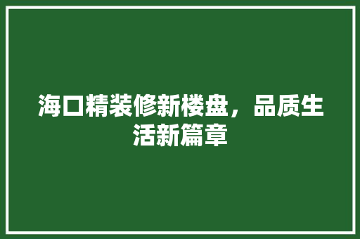 海口精装修新楼盘，品质生活新篇章 现代风格装饰