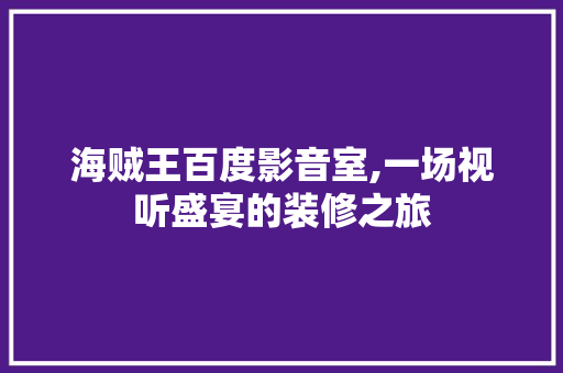 海贼王百度影音室,一场视听盛宴的装修之旅