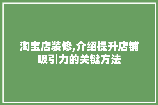 淘宝店装修,介绍提升店铺吸引力的关键方法 中式风格装饰