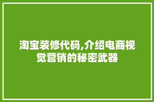 淘宝装修代码,介绍电商视觉营销的秘密武器 家居装修
