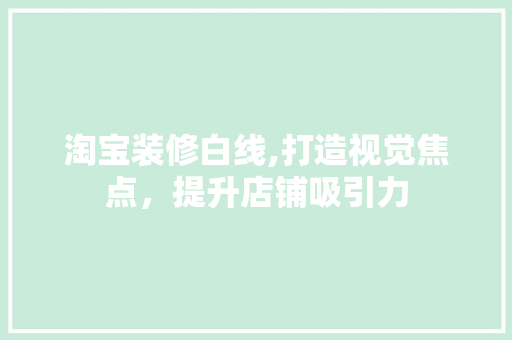 淘宝装修白线,打造视觉焦点，提升店铺吸引力 软装设计