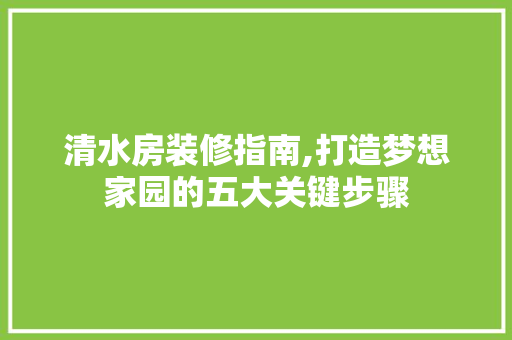 清水房装修指南,打造梦想家园的五大关键步骤 家居装修